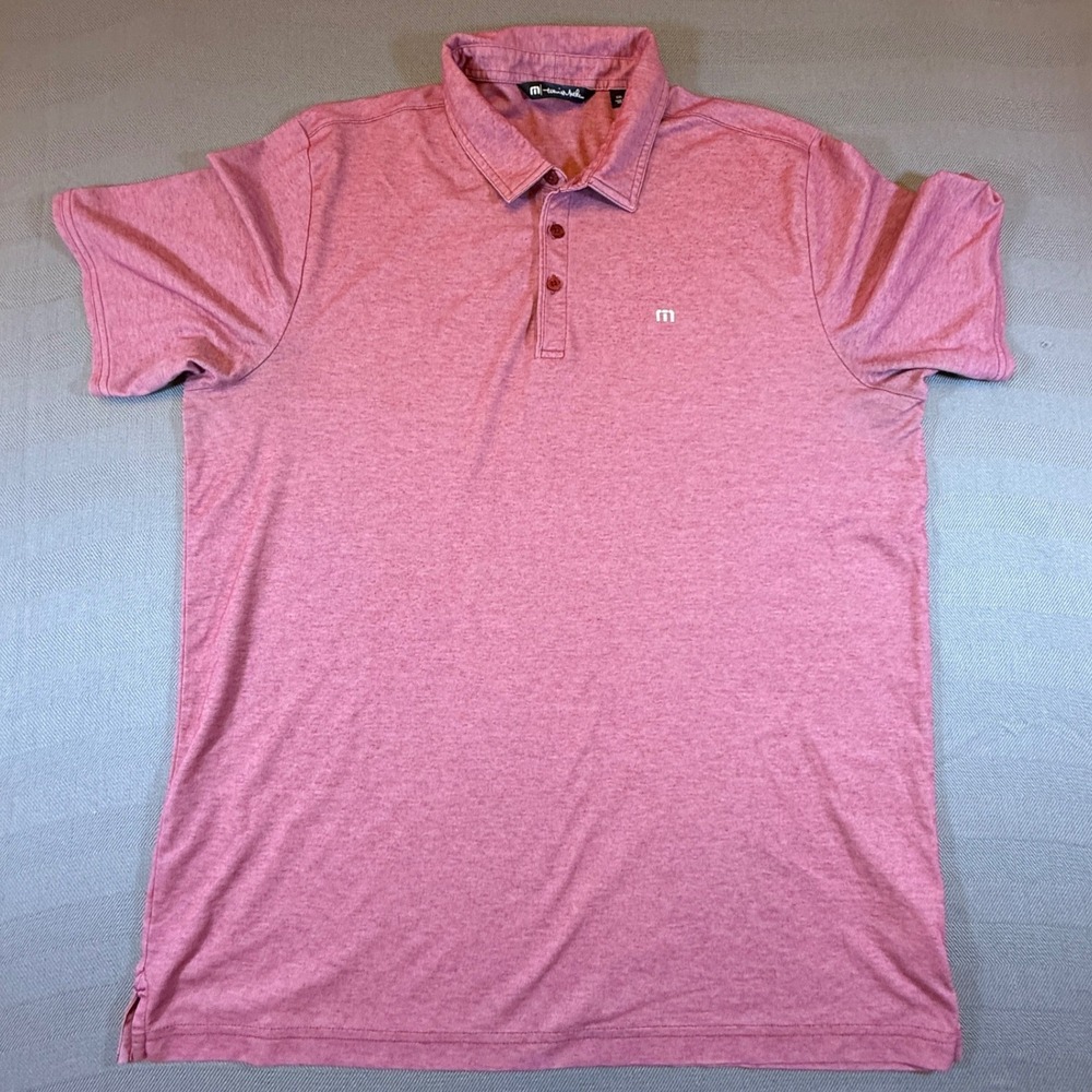 TravisMathew Mens XXL Pink Heathered Pima Cotton Blend Polo Shirt 2404